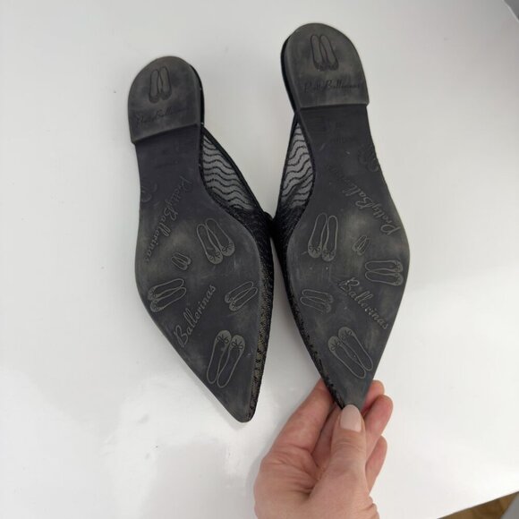 PRETTY BALLERINAS Mesh Glitters Slide Mule Pointed Toe Ballet Flat Black Nude 39 - Picture 10 of 10